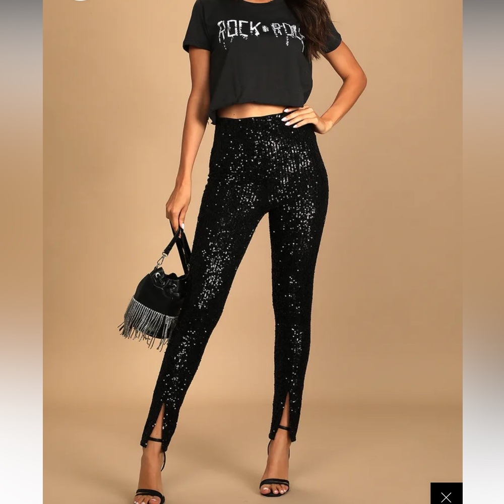 NWT Lulus Sequin Black Pants